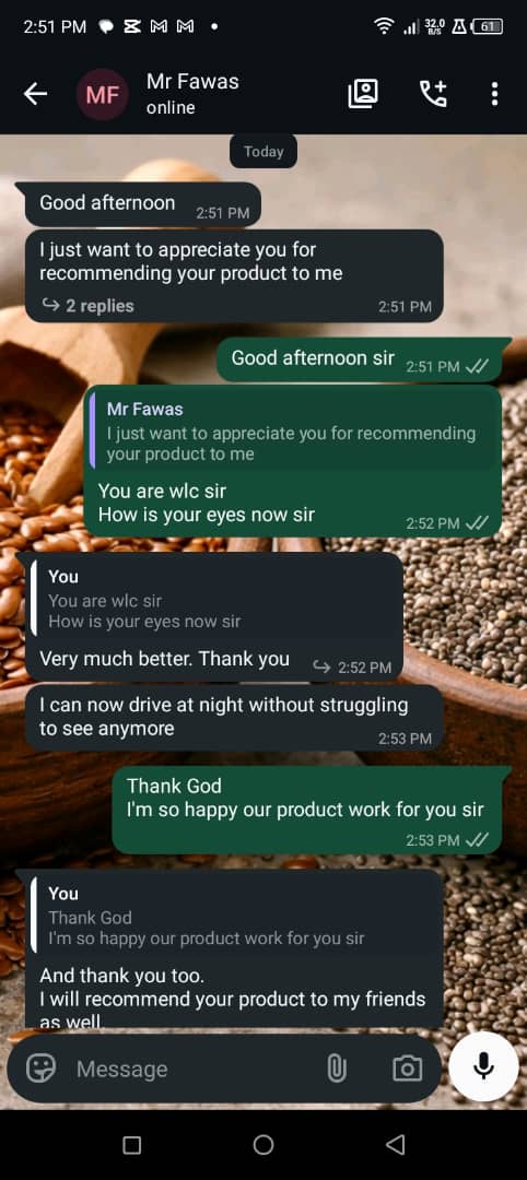 WhatsApp chat — Mr Solomon Abuja, package received safely